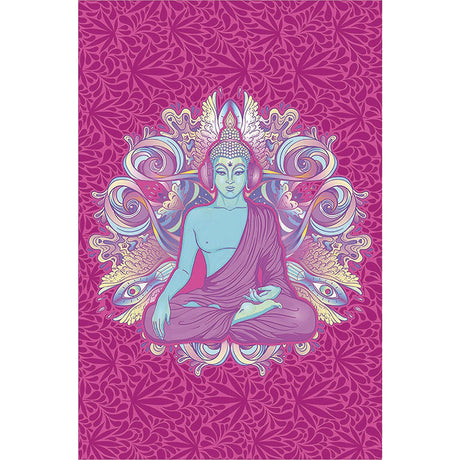 Fujima Buddha Sound Tapestry in Polyester, 50" x 78", with Intricate Purple Design