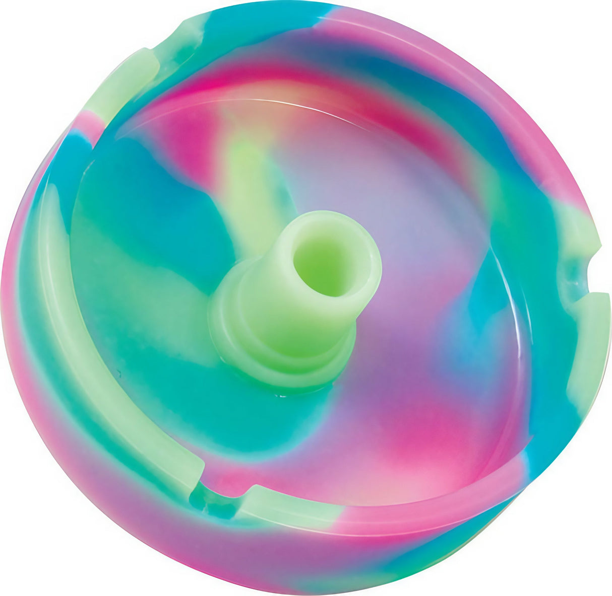 Fujima Glow Snuffer Ashtray in assorted colors, silicone, 3.5" diameter, top view