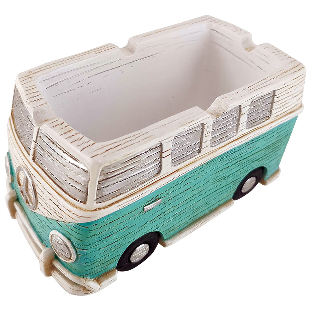 Fujima Hippie Van Polyresin Ashtray, 5.75" x 3" size with heavy wall, angled view on white background
