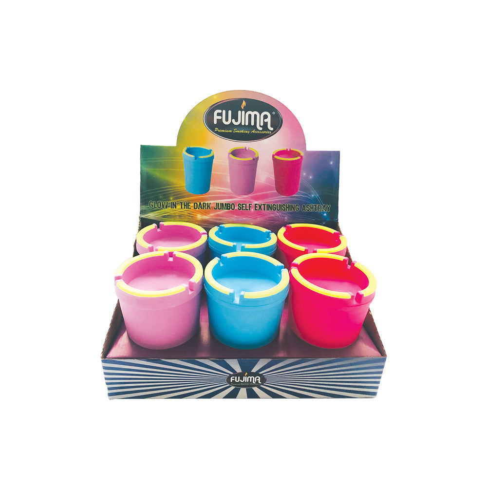 Fujima Jumbo Glow Extinguishing Ashtrays in Assorted Colors Display Front View