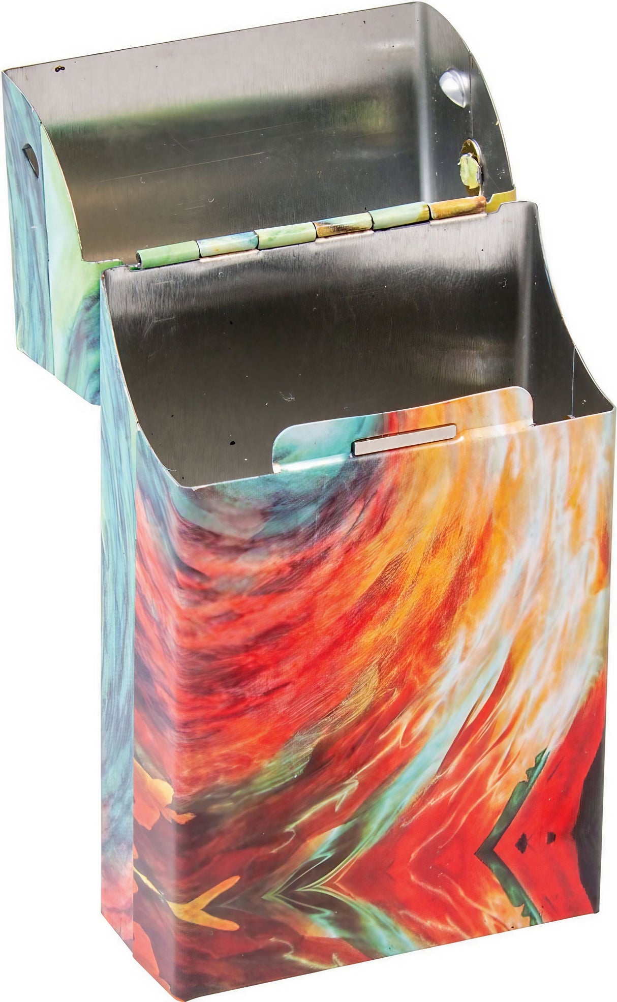 Fujima King Size Metal Cigarette Case in Assorted Colors - Front View Open