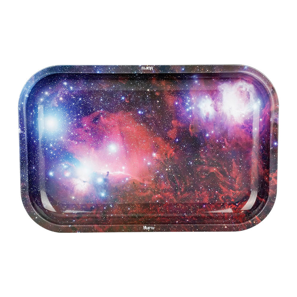 Fujima Metal Rolling Tray with Cosmic Design - 7.5"x11.25" Top View