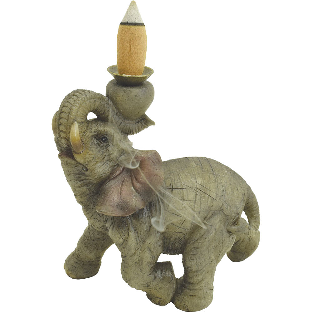 Fujima Mini Elephant Backflow Incense Burner in Assorted Colors, 4" Polyresin Home Decor