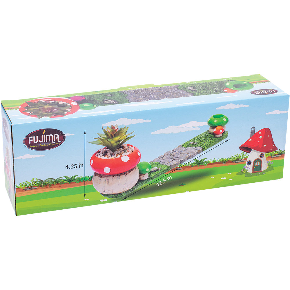 Fujima Mushroom Incense Burner with Faux Plant in Box, Decorative Home Accessory