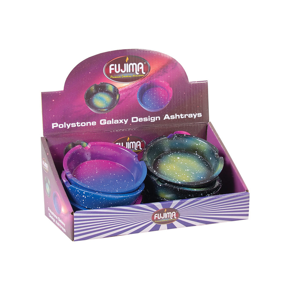 Fujima Polyresin Galaxy Ashtrays 8-Pack, medium-sized with vibrant cosmic design
