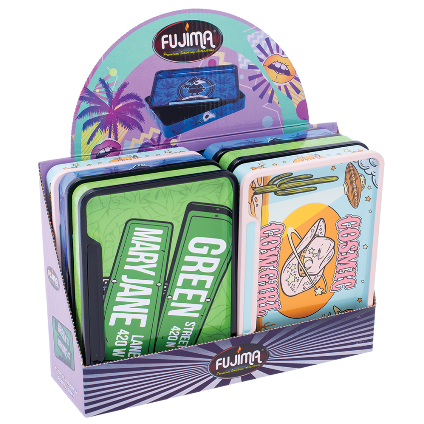 Fujima Rolling Tray Stash Box | Trendy Assortment | 8"x5.75" | 6ct Display