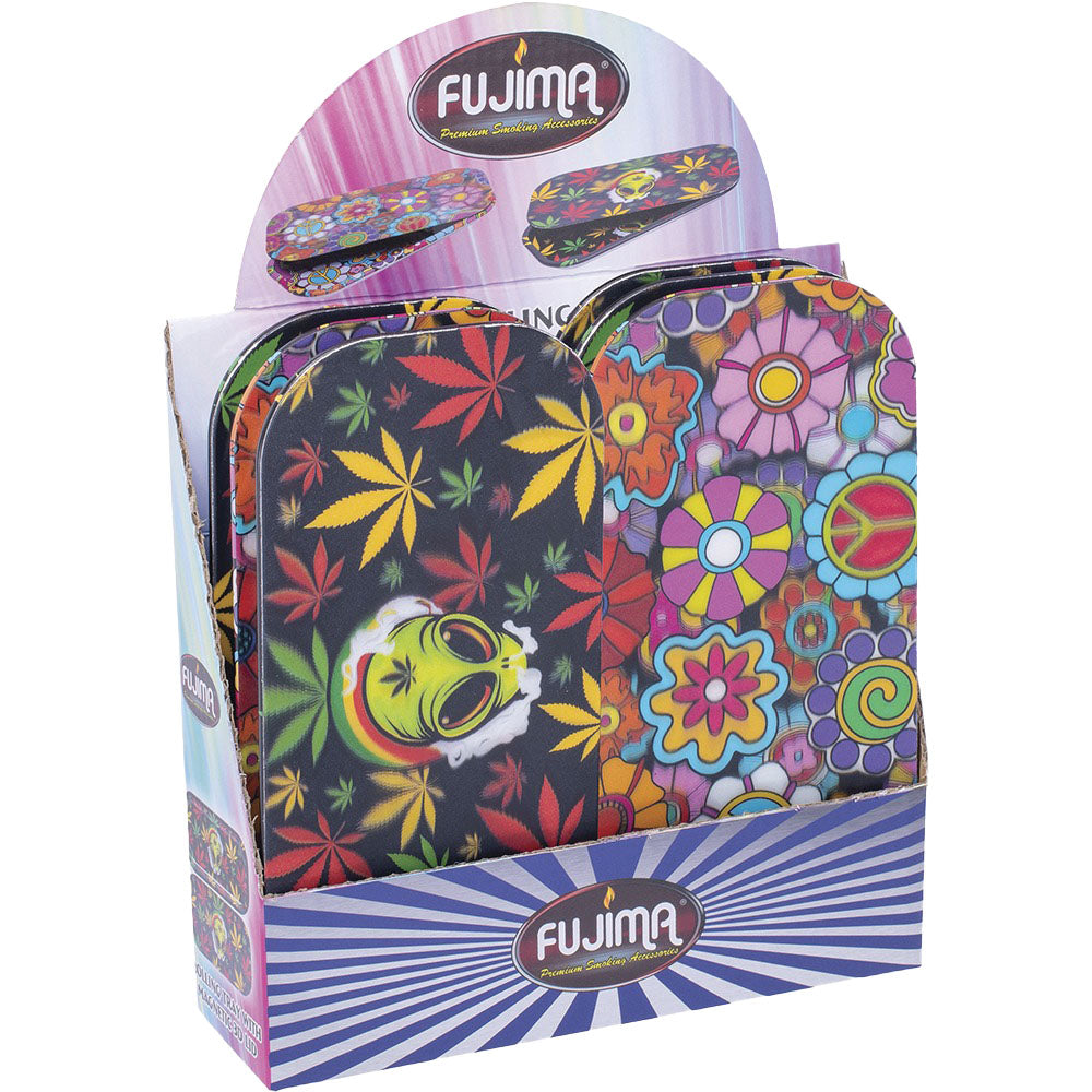 Fujima Rolling Tray with Colorful Magnetic 3D Lid Assortment Displayed