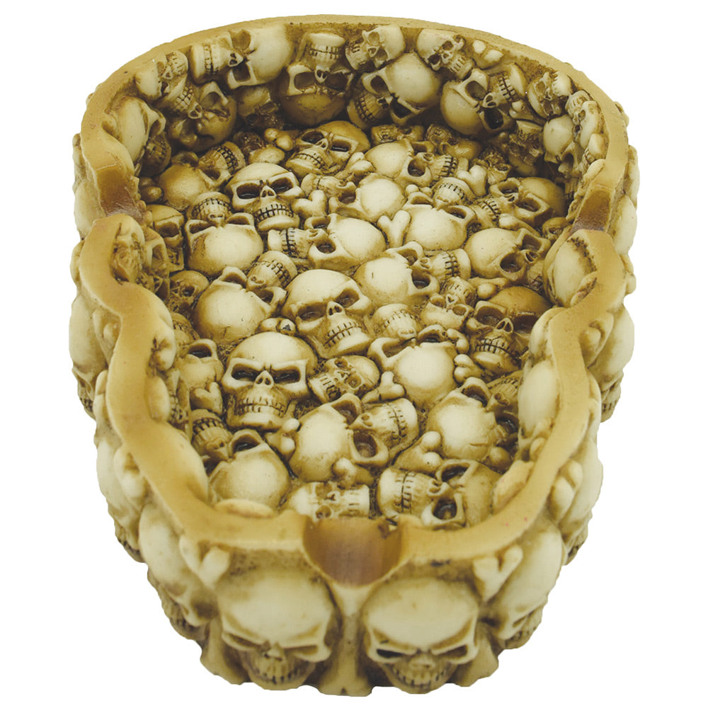 Fujima Sea of Skulls Polyresin Ashtray, Medium Size with Heavy Wall Design, Top View