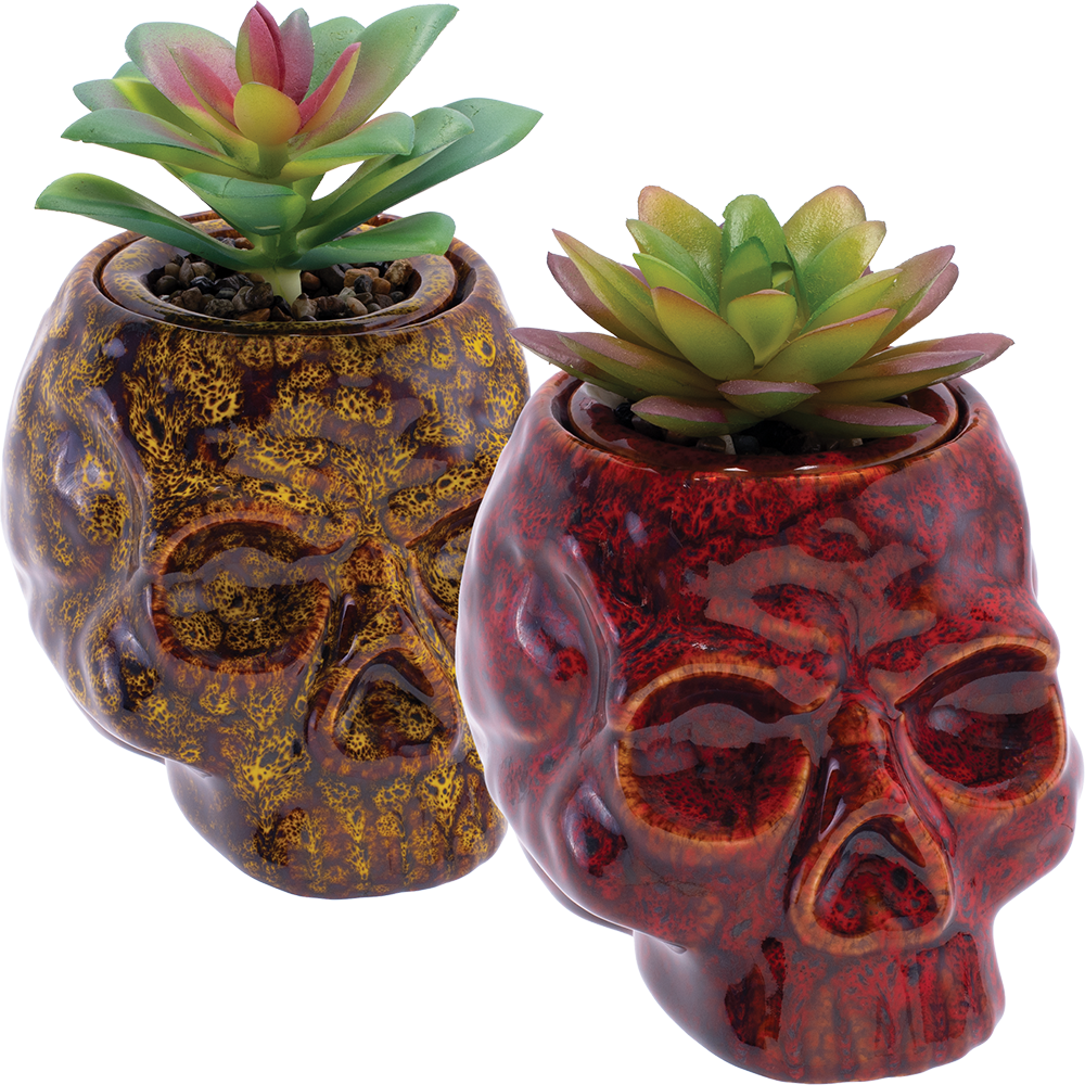 Fujima Skull Planter Reactive Glaze Ceramic Stash Jar | 4.5"