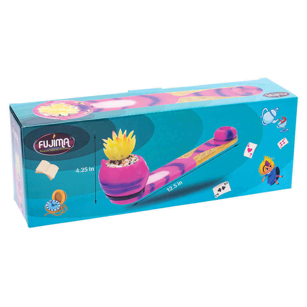 Fujima Trippy Cat Incense Burner with Faux Plant in packaging, vibrant design, 12.5" polyresin home decor