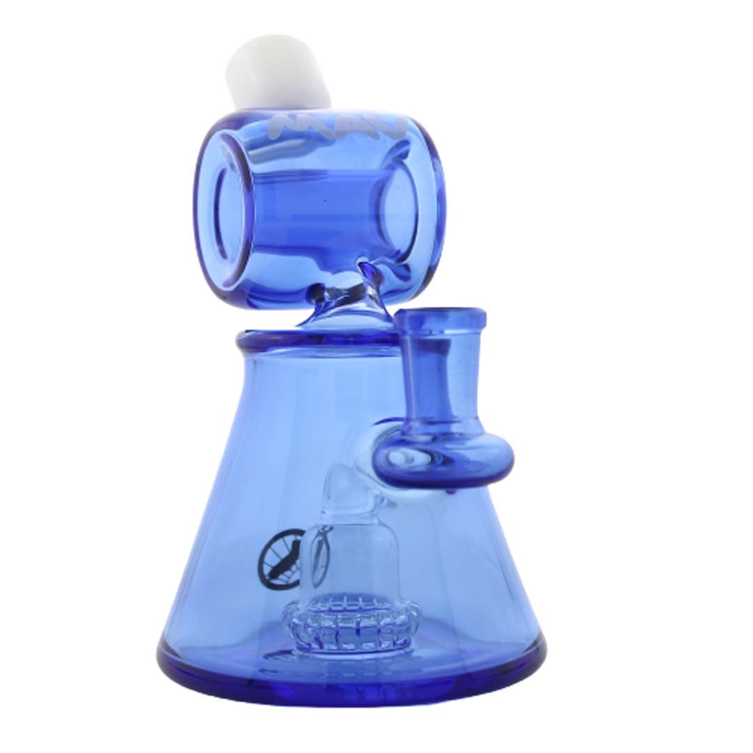 MAV Glass Full-Color 2-Tone Blue UFO Barrel Top Pyramid Bong Front View