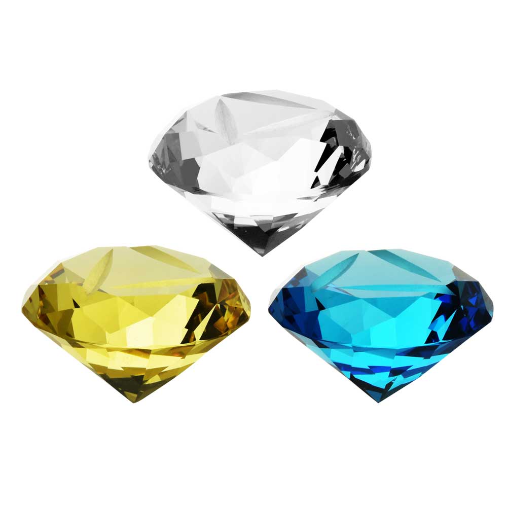 Borosilicate Glass Diamond-Shaped Carb Caps in Clear, Yellow, and Blue