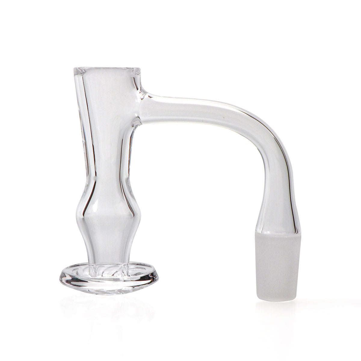 The Stash Shack Full Weld Quartz Hourglass Blender, 90 degree 14mm Male, Clear View