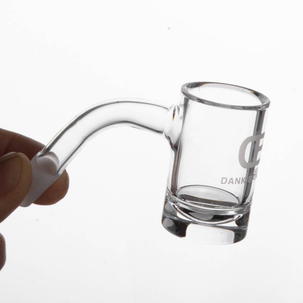 Dank Banger Quartz Hybrid Banger 45° Angle Side View with Logo