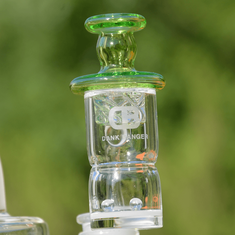 DANK BANGER Hybrid Splash Guard Banger Set with Terp Pearls & Cap, 25mm Quartz