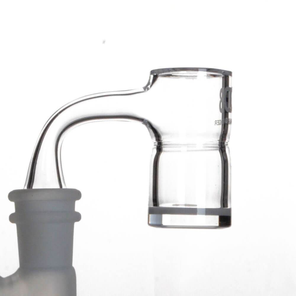 Dank Banger Hybrid Splash Guard Banger Set for Dab Rigs, Side View with Terp Pearls & Cap