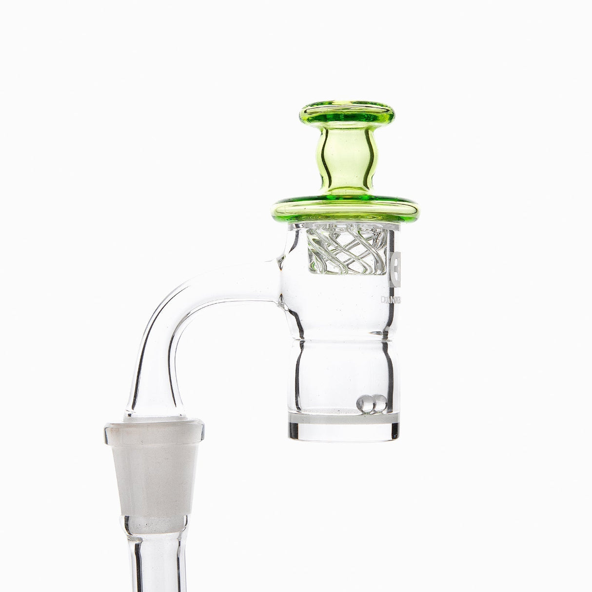 DANK BANGER Hybrid Banger with Splash Guard, 25mm Quartz and Steel, Side View