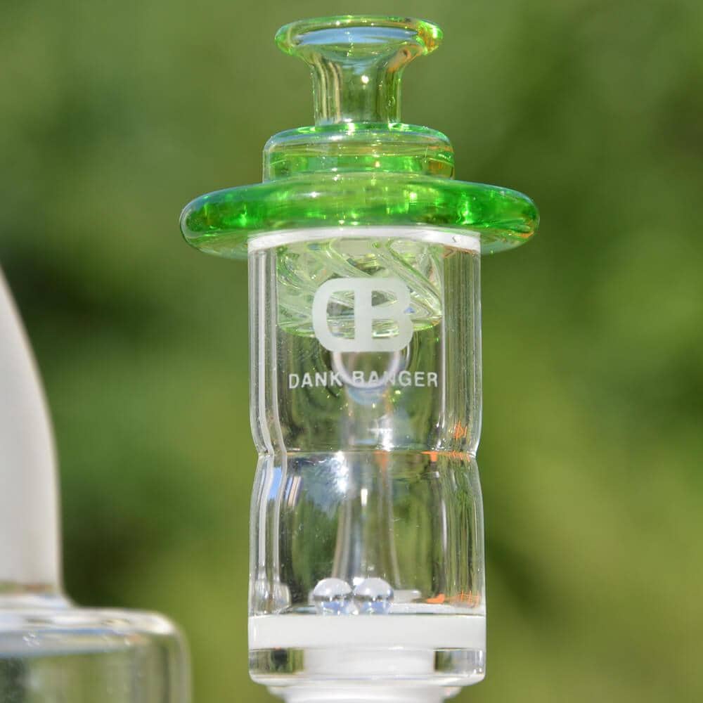 DANK BANGER Hybrid Waffle Banger Set with Green Splash Guard & Terp Pearls, Close-up