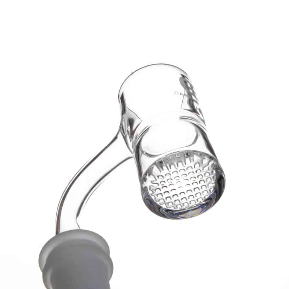 DANK BANGER Waffle Banger Combo Set with Splash Guard & Terp Pearls, Quartz, Side View