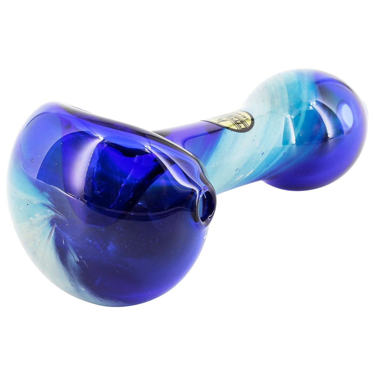 LA Pipes Fumed Galaxy Spoon Pipe, Compact Borosilicate Glass, Angled Side View