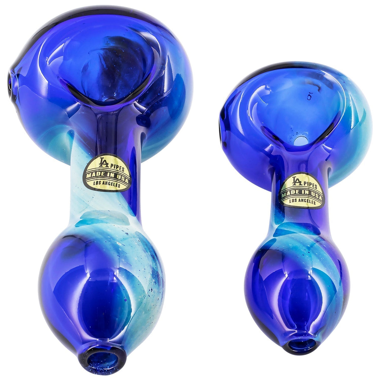 LA Pipes Fumed Galaxy Spoon Pipe, Small Borosilicate Glass, Dual View on White