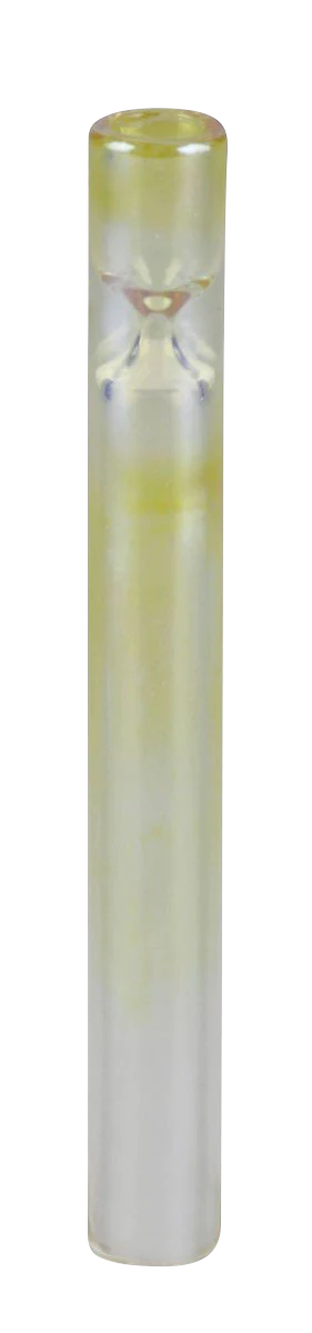 Fumed Glass Taster Pipe with Color Changing Design, Front View on White Background
