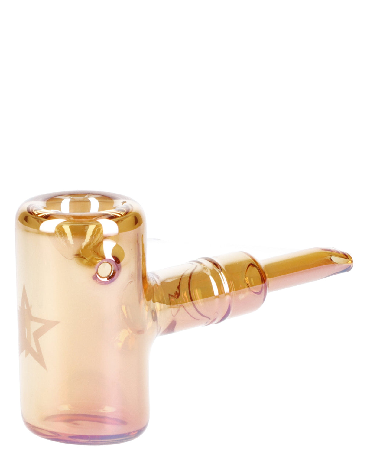 Fumed Orange Sherlock Pipe by Valiant Distribution, 5in Borosilicate Glass, Side View