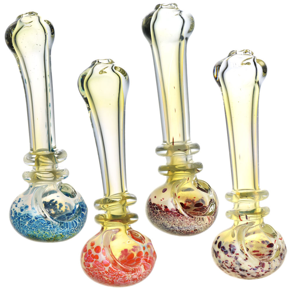 Fumed & Speckled Spoon Pipes in Various Colors, 4.5" Borosilicate Glass, For Dry Herbs - Front View