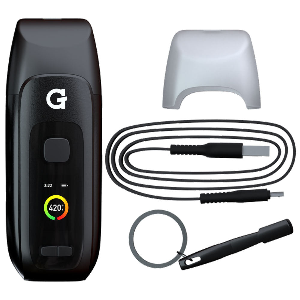 G Pen Dash+ Dry Herb Vaporizer in Black with 1800mAh, USB Cable, and Accessories