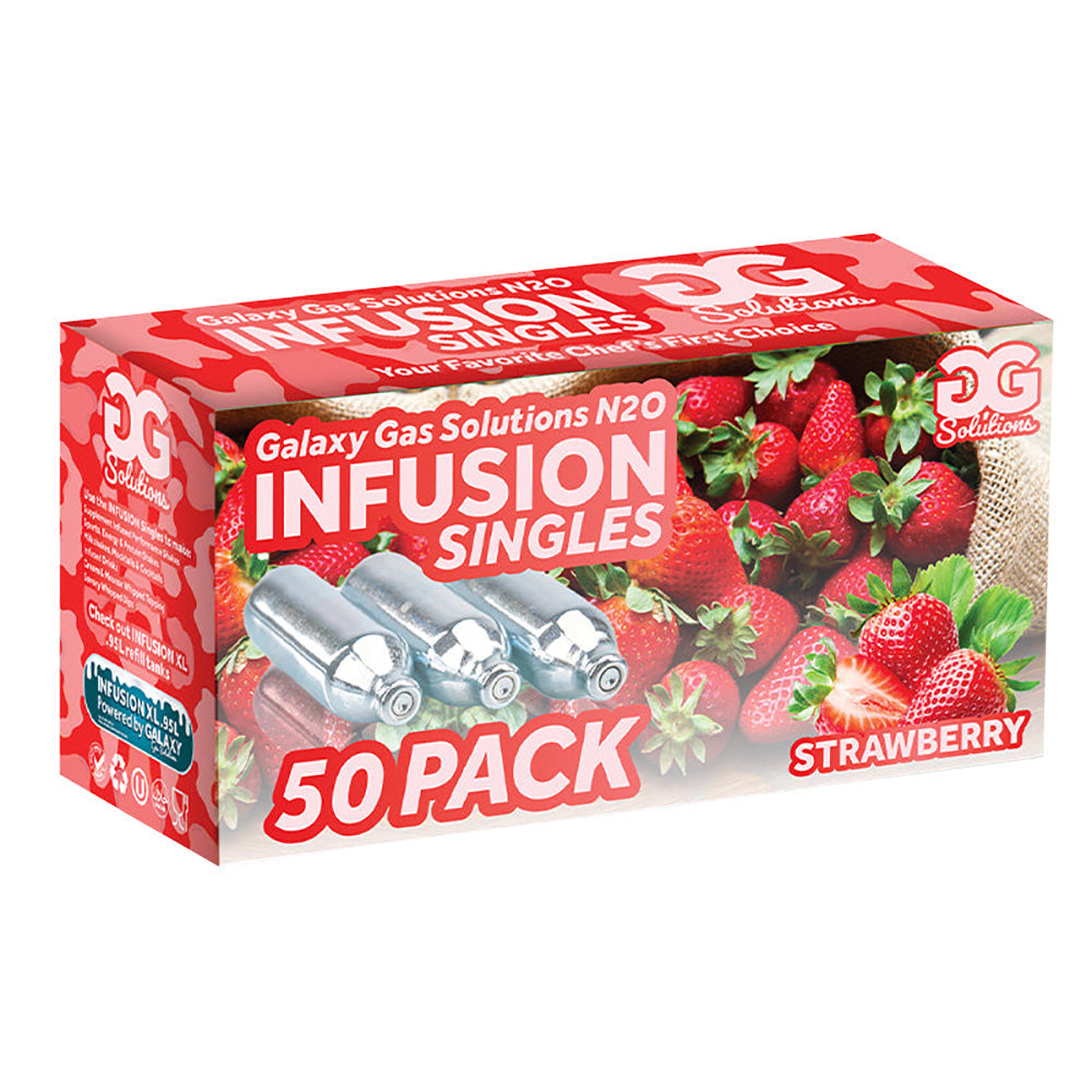 Galaxy Gas Infusion Cream Chargers Strawberry Flavor - 50 Piece Box Front View
