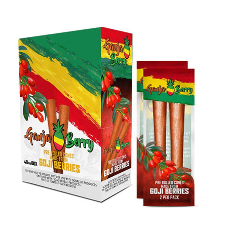 Ganja Berry Goji Berry flavored pre-rolled cones 2-pack display box front view