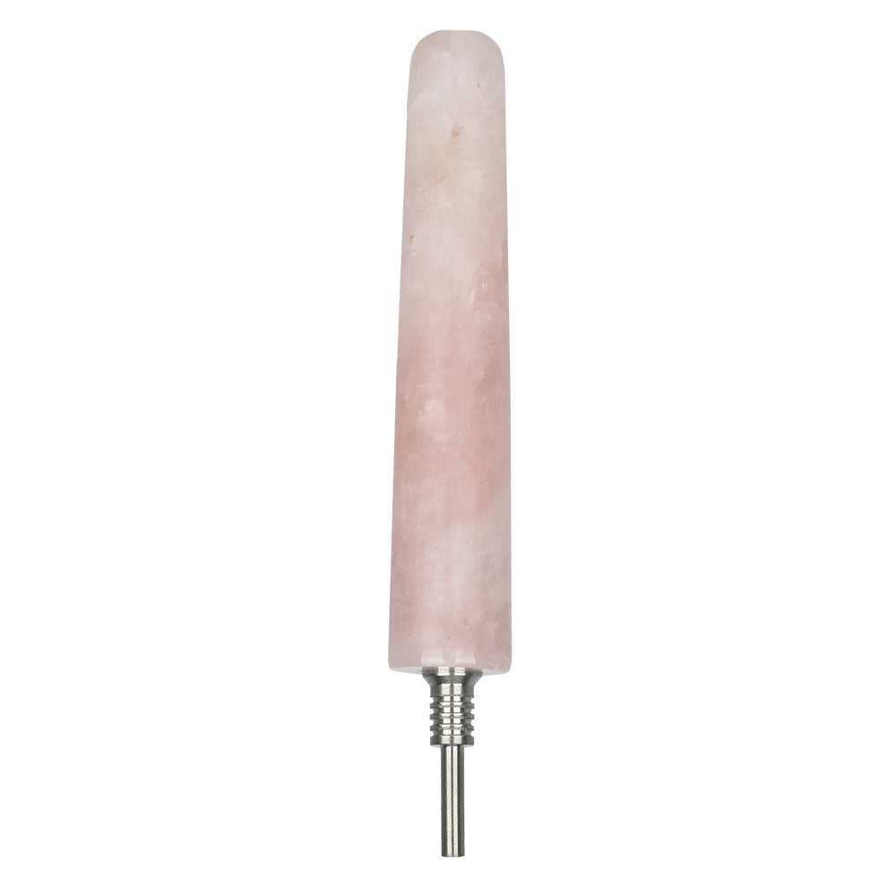 Gemstx 5" Elegant Pink Gemstone Dab Straw, Durable 10mm Titanium Tip - Front View