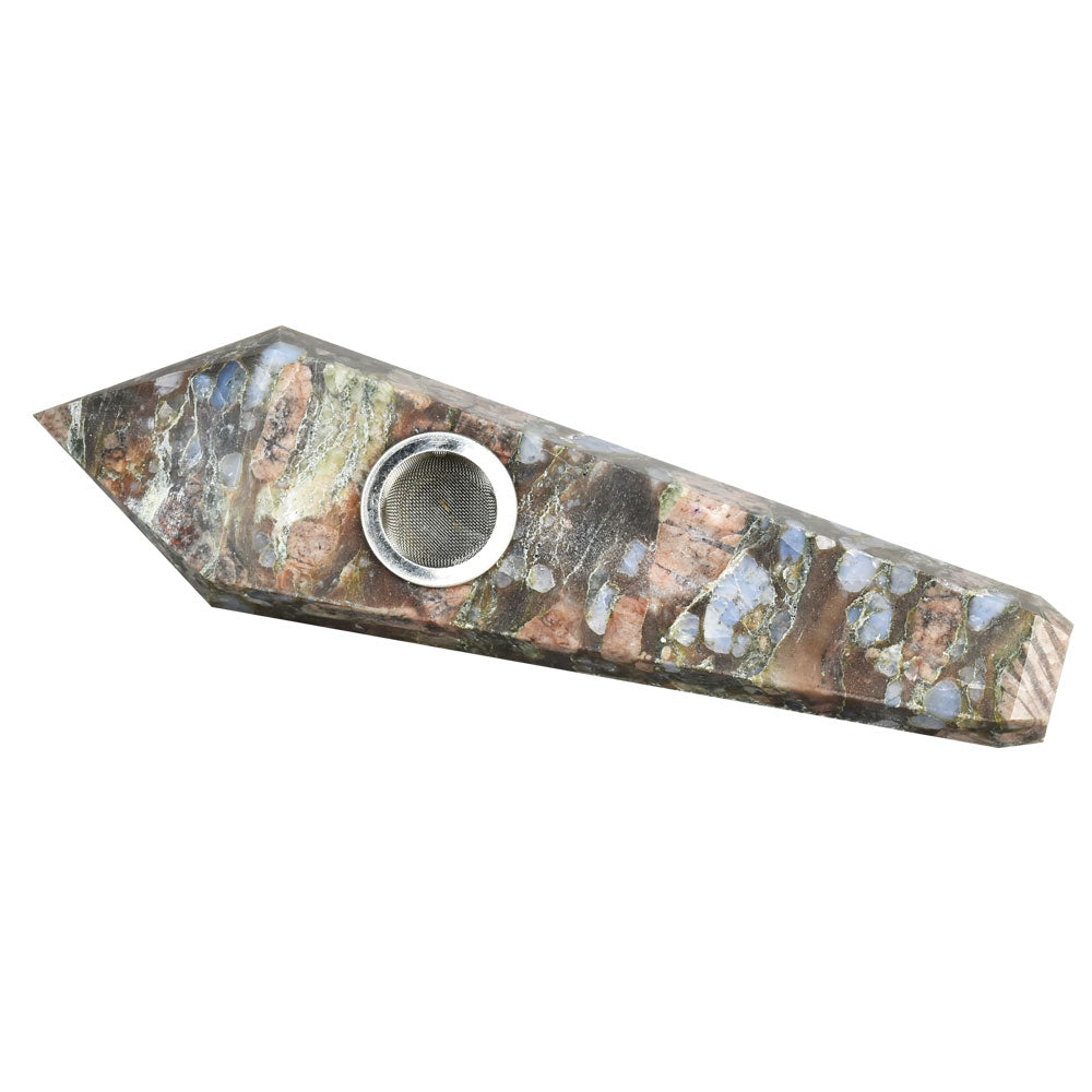 4" Natural Gemstone Mineral Hand Pipe for Dry Herbs, Spoon Design, Top View