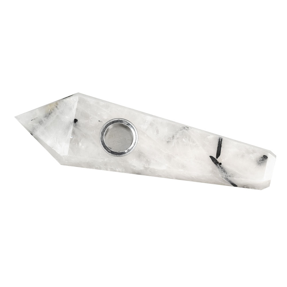 Natural Gemstone Mineral Hand Pipe for Dry Herbs, 4" Spoon Design, USA Made - Top View