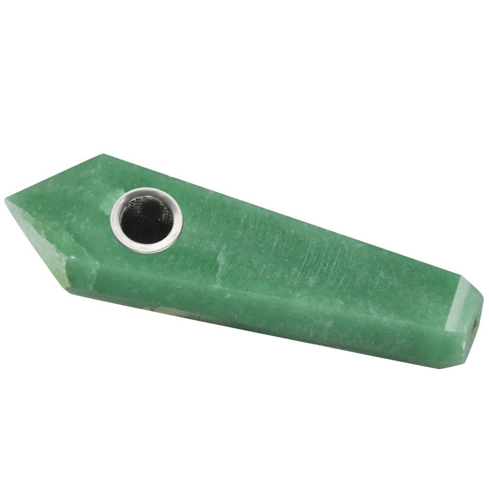 Green Aventurine Natural Gemstone Hand Pipe for Dry Herbs - 4" Spoon Design, USA Made