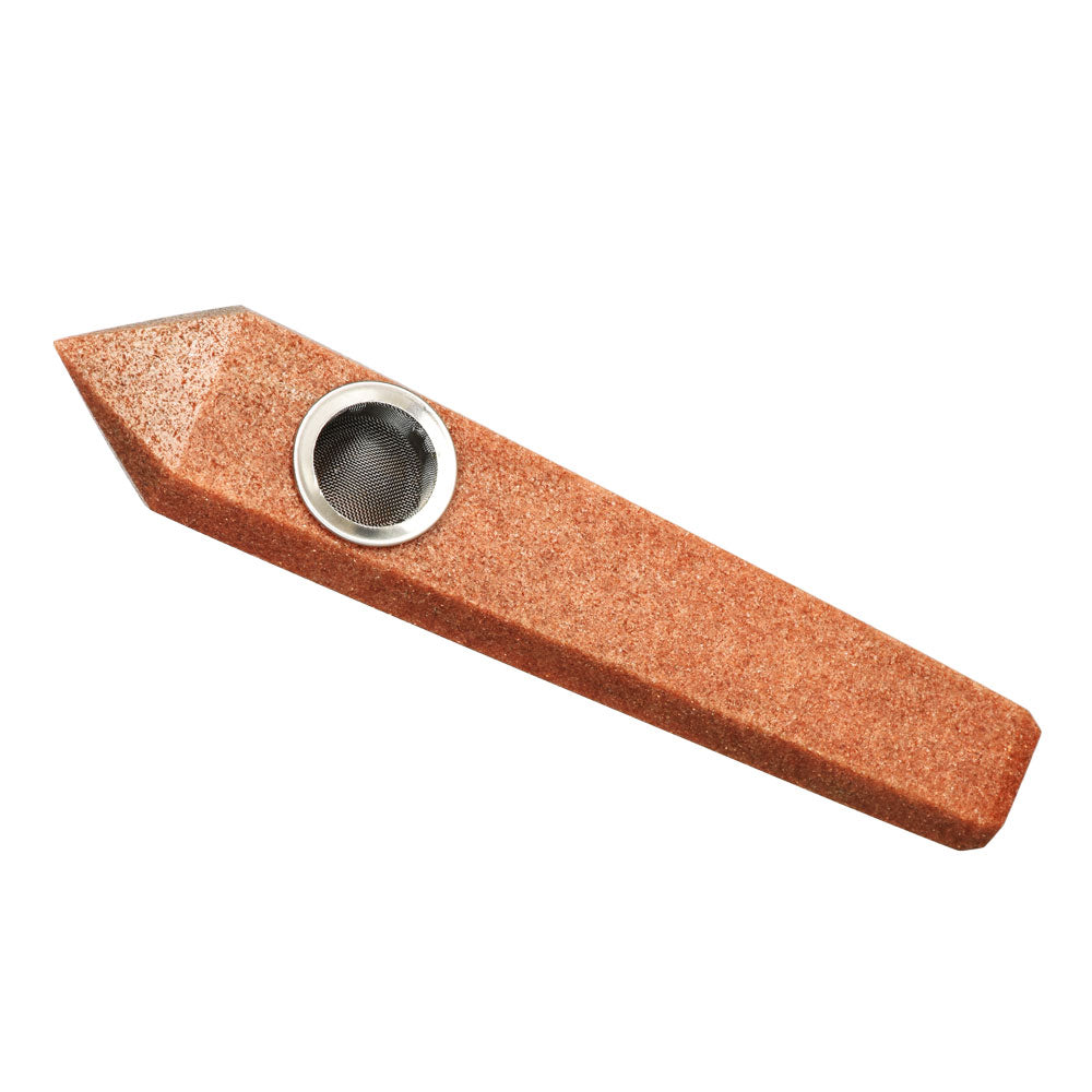USA-Made Natural Gemstone Mineral Hand Pipe, 4" Spoon Design for Dry Herbs - Angled Top View