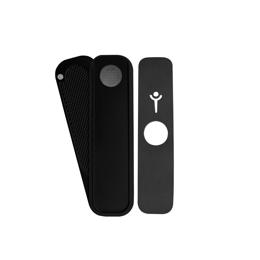 Genius Pipe Mini in Black - Portable Metal Hand Pipe with Sliding Cover - Top View