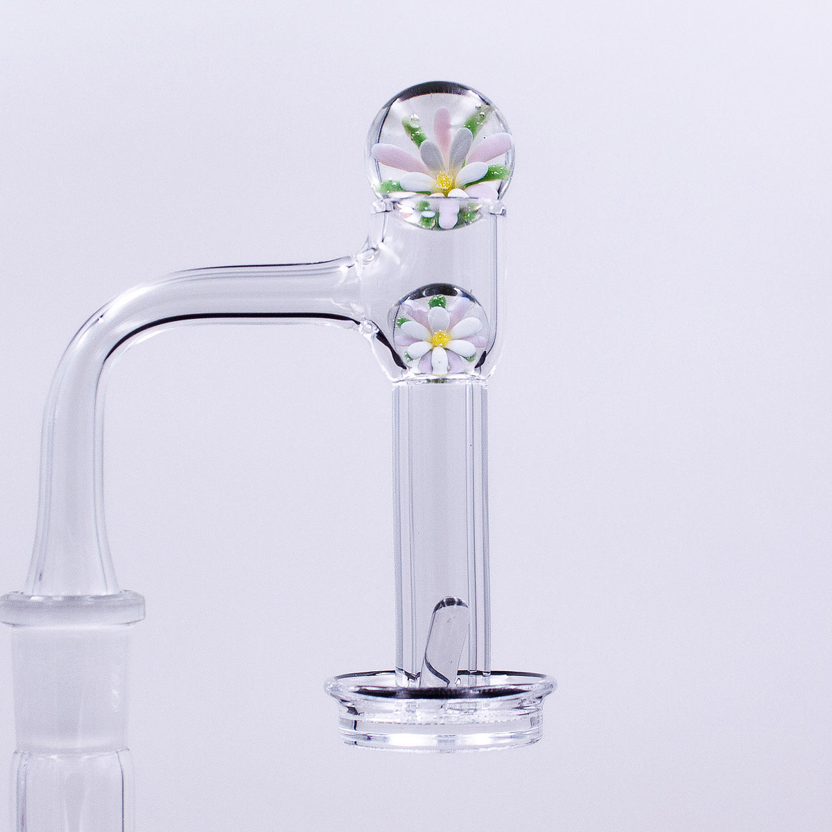 The Stash Shack Glass 3D Flower Terp Slurper Set, Clear Side View