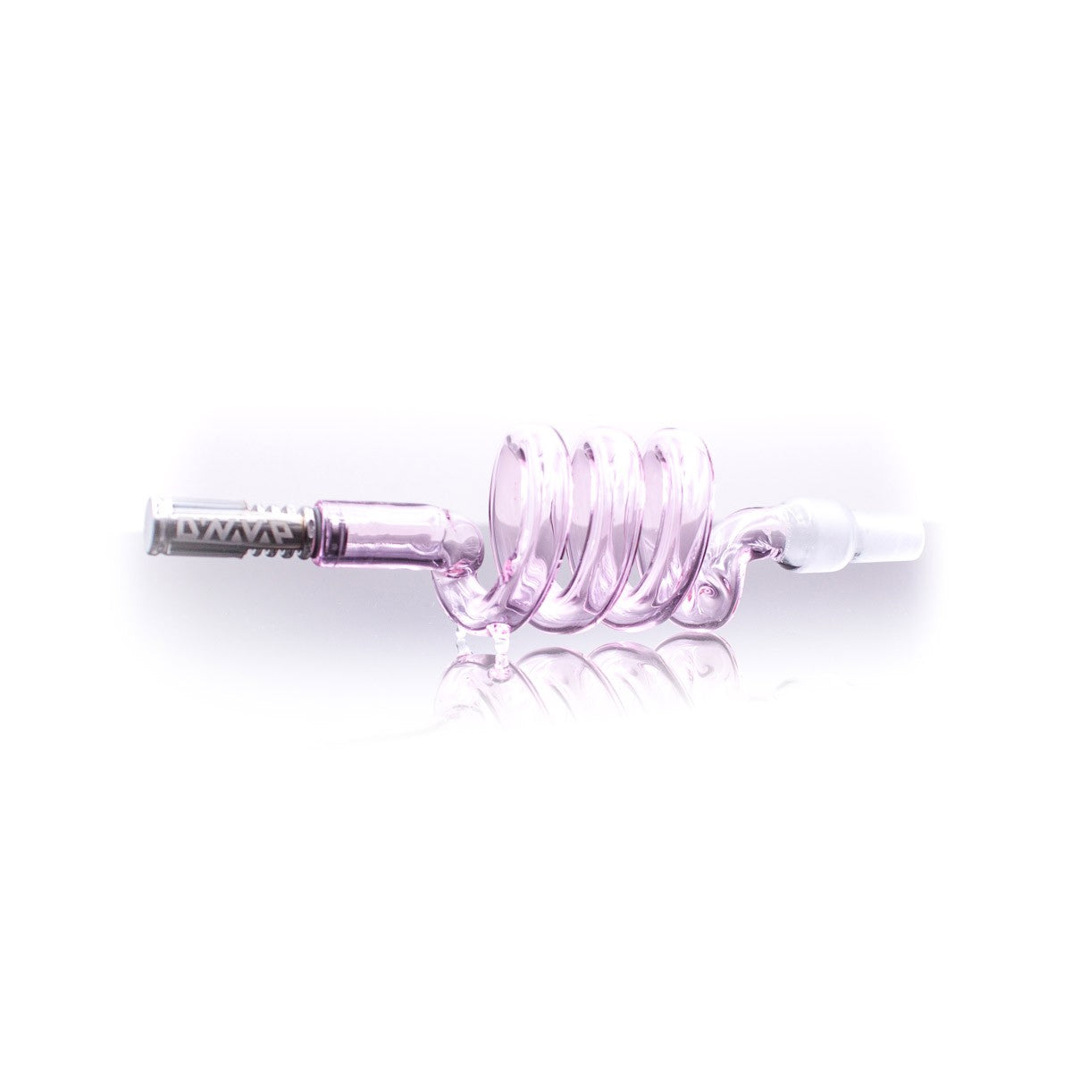 The Stash Shack Glass Coil Cooling Stem for DynaVap, side view on white background