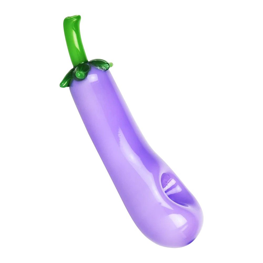 Borosilicate Glass Eggplant Hand Pipe, 5" Spoon Design, Assorted Colors, For Dry Herbs