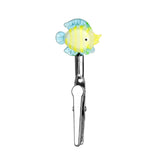 Colorful glass memo clip with fish design, 3" length, portable and compact, front view