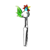 Colorful Glass Memo Clip with Rooster Design - 3" Compact Joint Holder