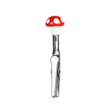 Glass Memo Clip with red and white mushroom design, 3" length, portable and compact, front view