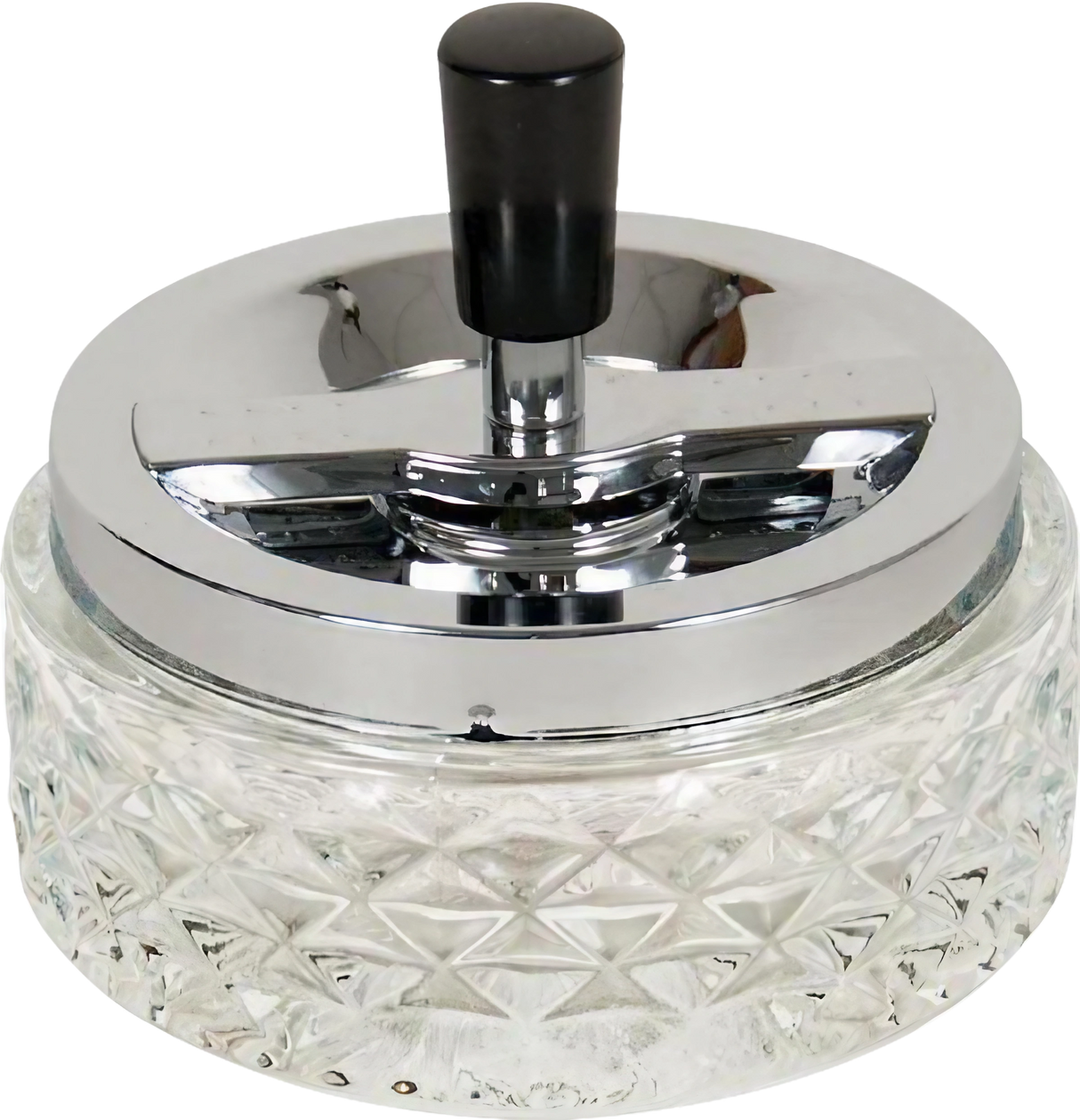 Borosilicate Glass Spinning Ashtray, 4.75" Clear Variant, Top View