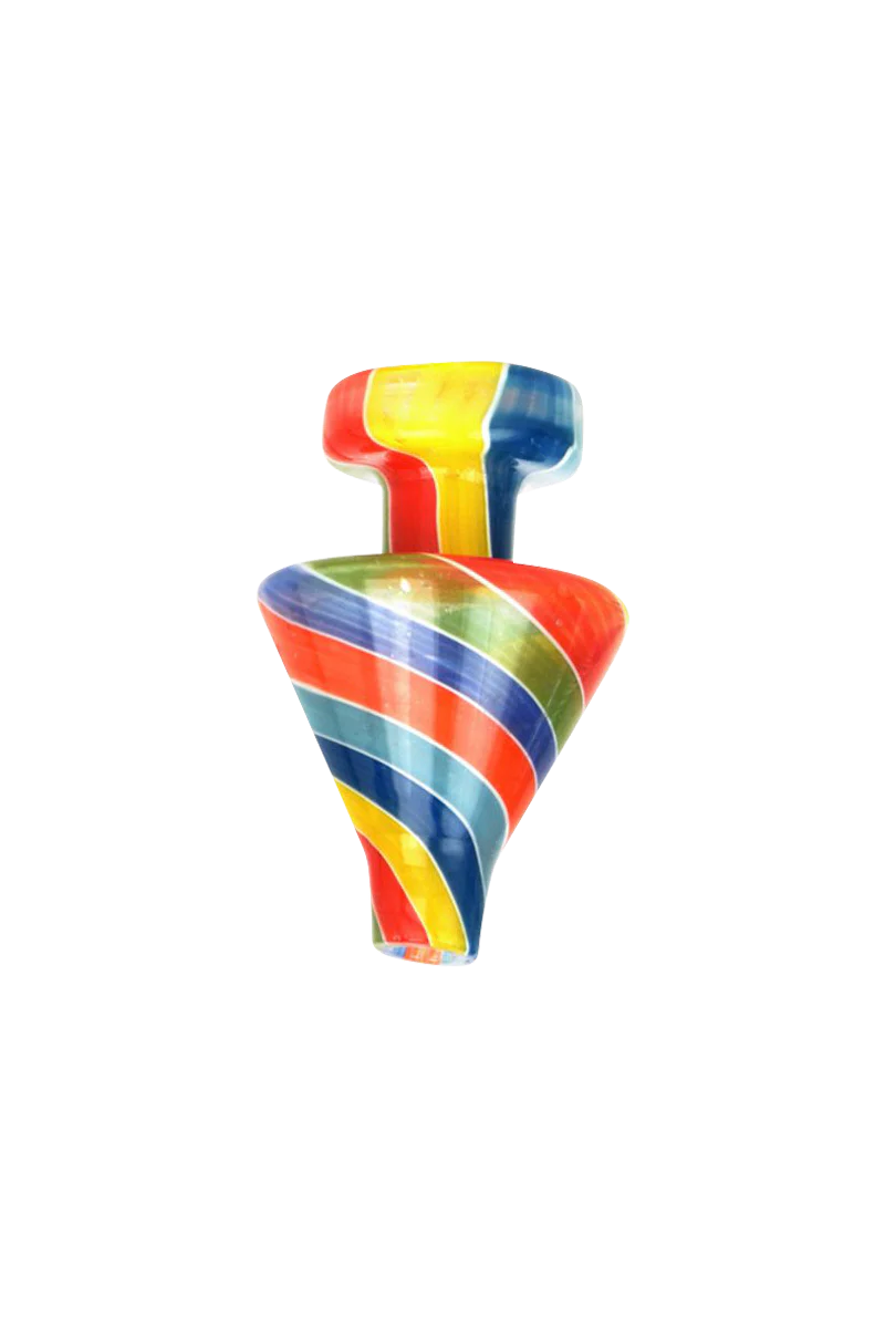 Colorful Borosilicate Glass Triangle Cone Carb Cap for Dab Rigs, Front View