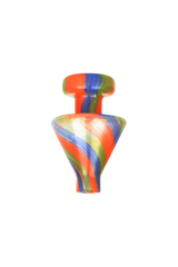 Colorful borosilicate glass triangle cone carb cap for dab rigs, 29mm joint size, front view