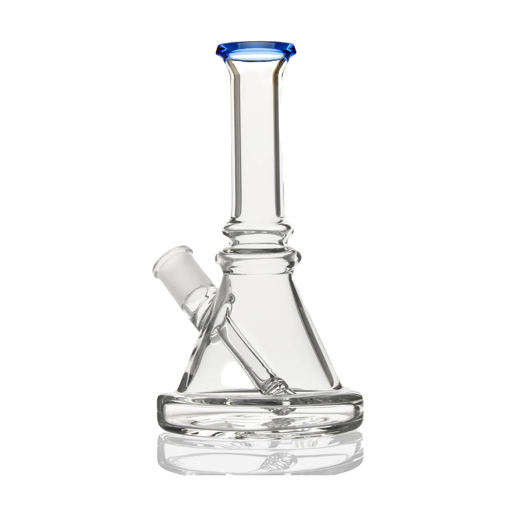 PILOT DIARY Compact 7" Beaker Bong with Blue Accents and Diffused Downstem - Front View