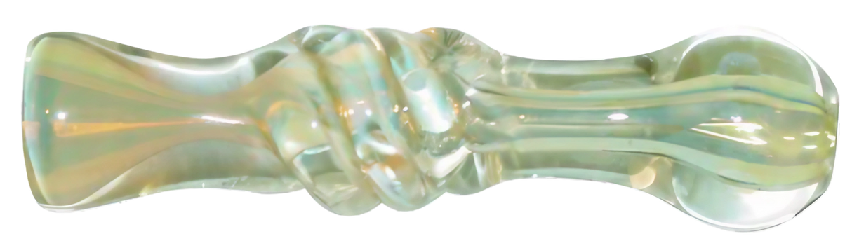 Glassex Round Mouth Fumed Glass Chillum, color-changing design, 3.5" length, side view
