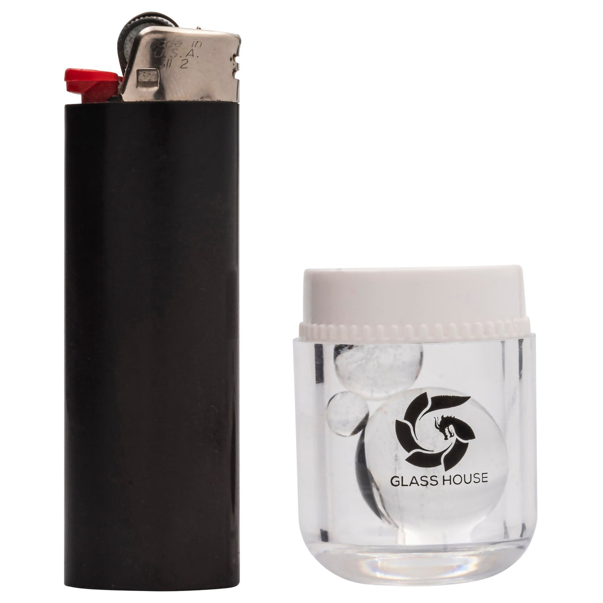 Glasshouse Dichro Galaxy Terp Kit with Carb Cap next to lighter for scale