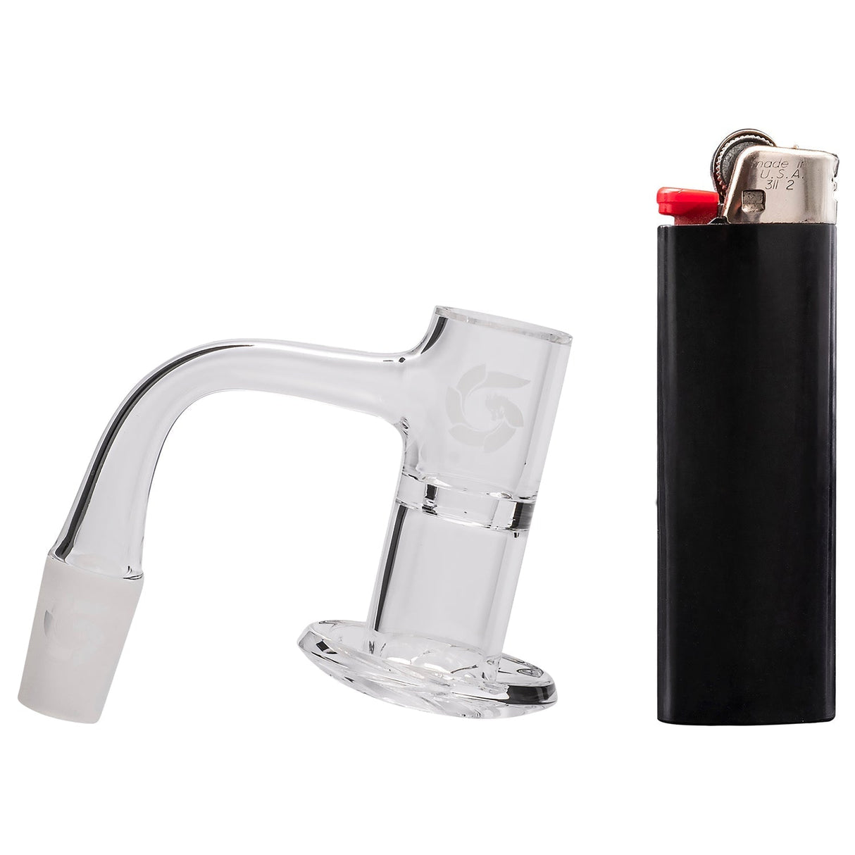 Glasshouse Hurricane 2.0 Quartz Banger Kit side view with lighter for scale